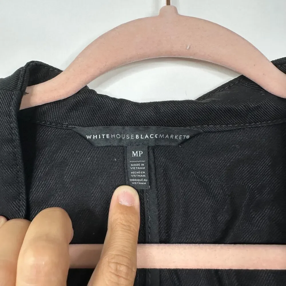 2/$30 White House Black Market Cropped Jacket Cinched Sleeve Black MP #8159